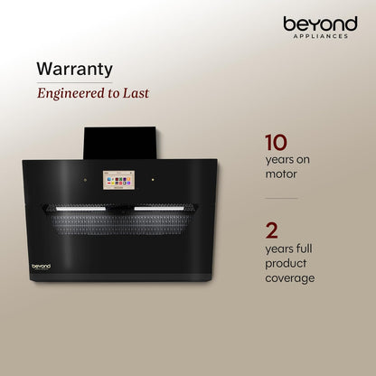 Beyond Appliances Eris 90cm Auto Clean Slant Kitchen Chimney | 1500 CMH Suction | Filterless | Smart Touchscreen Display | Touch Control | Black | PAN INDIA SERVICE| BA-SL-ER-AD-90-CH-001 Kitchen Etto