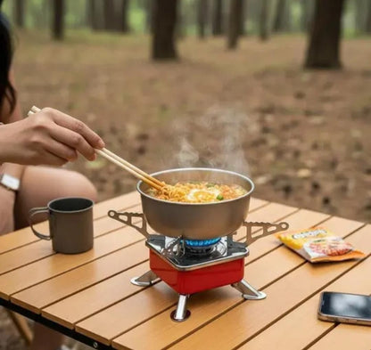 Portable Camping Gas Stove Butane Gas Stove with foldable burner Outdoor Cooking Camping Hiking Trekking with Safety Lock(with 2 butane gas)