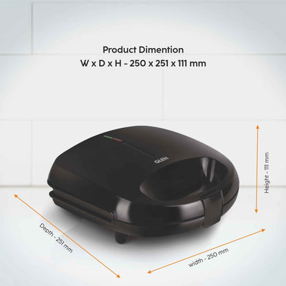 Electric Sandwich Maker with Non-Stick Coating Plates, 750w - Black (3024BSW)
