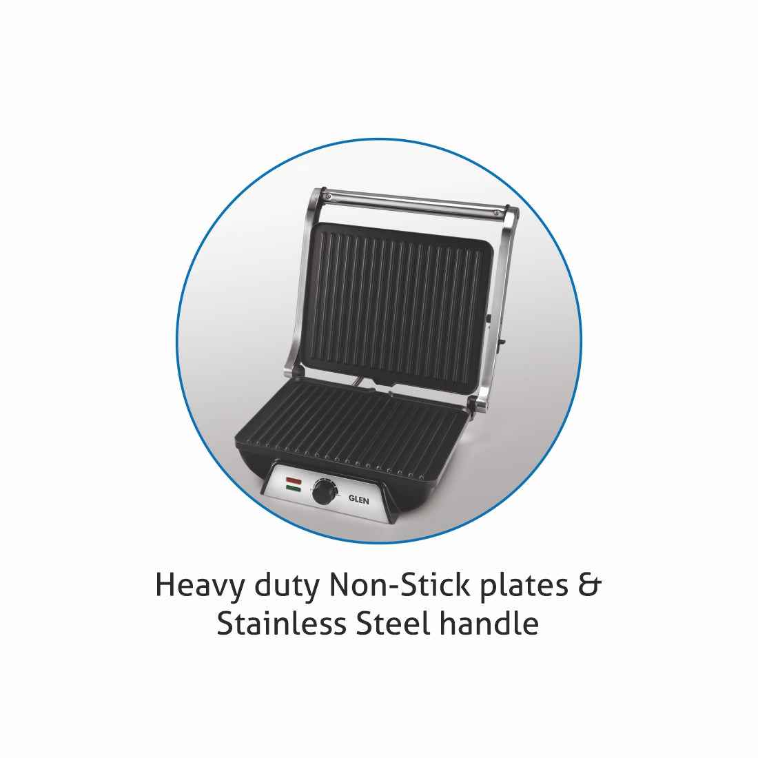 Electric Contact Grill & Sandwich Maker with 180-degree opening, Non-Stick Plates, 2000w - Silver (3031)