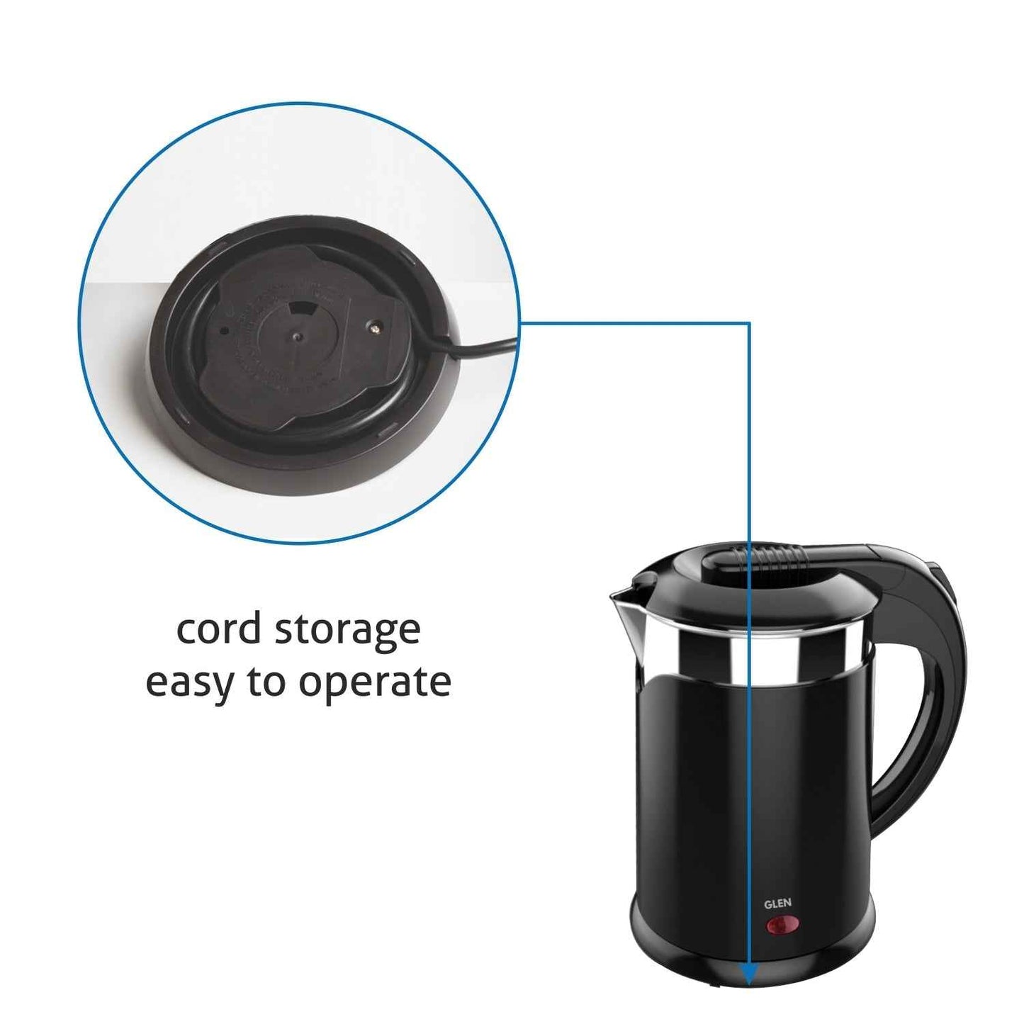 Electric Kettle Plastic Clad Stainless Steel with 360° Rotational Base 1.2 Litre 1350 W - Black (9015 DX)