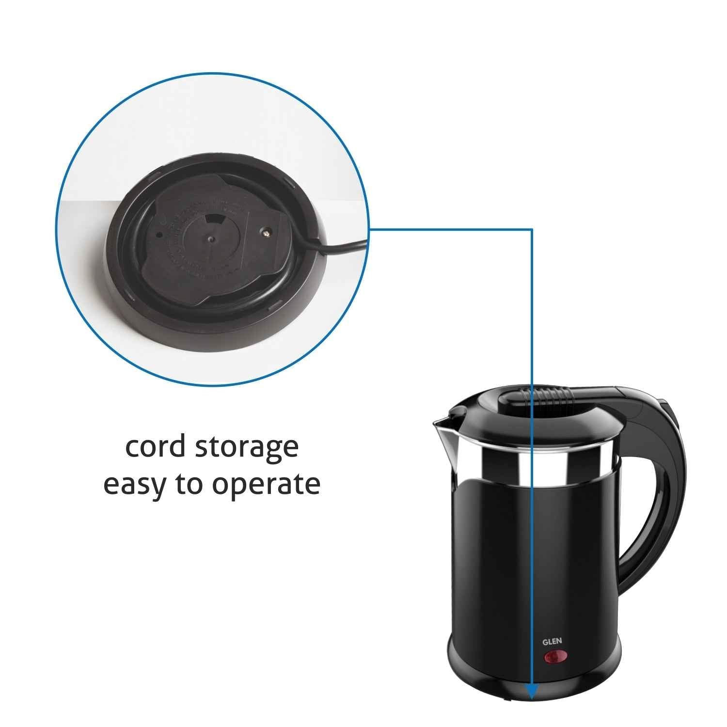 Electric Kettle Plastic Clad Stainless Steel with 360° Rotational Base 1.2 Litre 1350 W - Black (9015 DX)