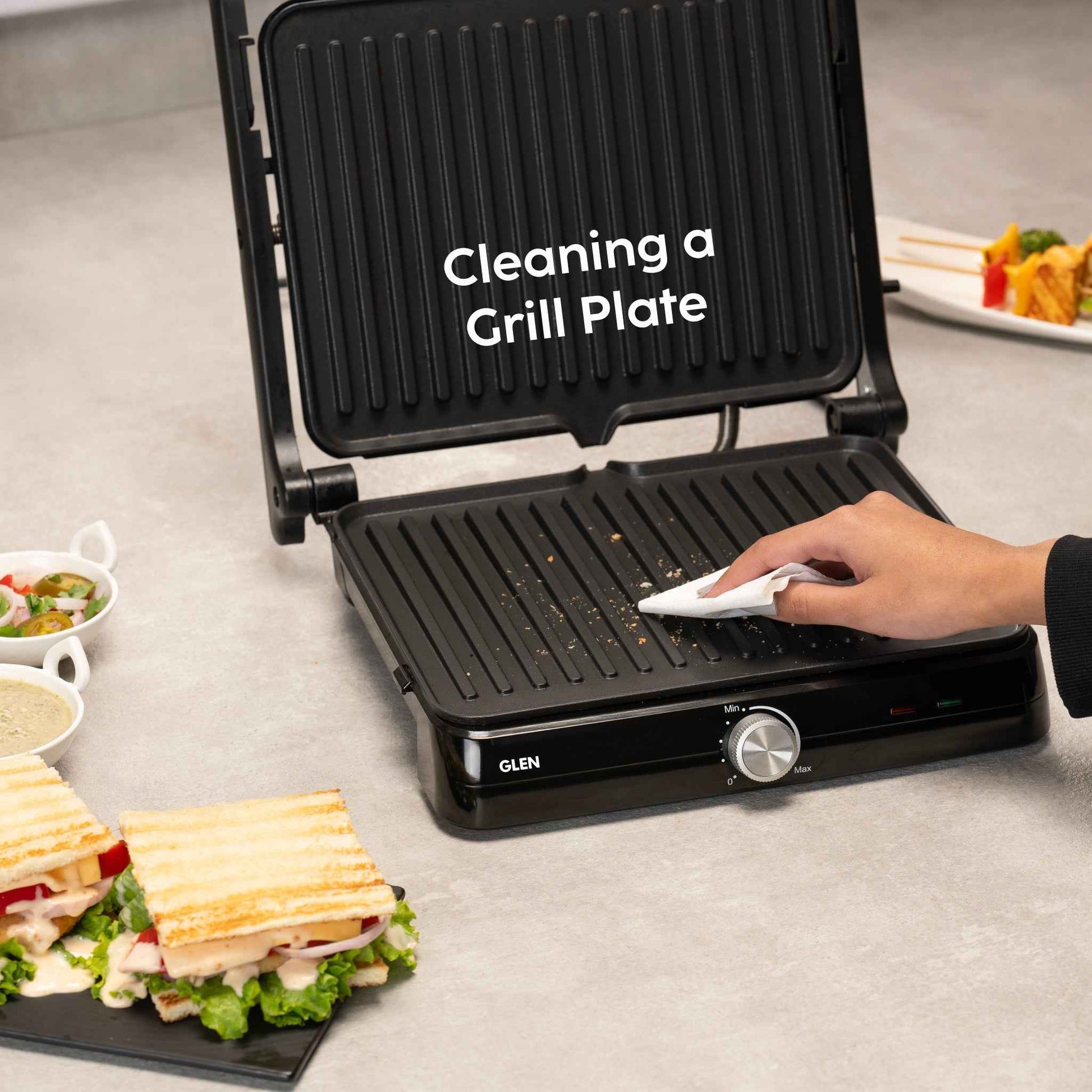 Electric Contact Grill & Sandwich Maker with 180-degree opening, Non-Stick Plates, 2000w - (SA3031INCG)