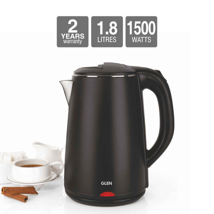 Electric Kettle 1.8 Litre Plastic Clad Stainless Steel, 360° Rotation Base, Auto Shutoff, 1500 W (SA-9007BLACK)