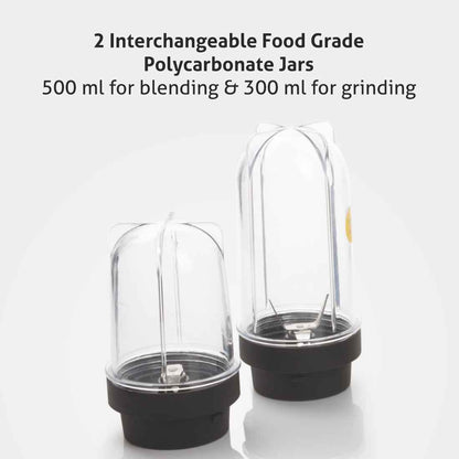 Active-Blender Grinder, 350W, 20000 RPM Mixer, Grinder, Blender, 1 SS Grinder Jar, 2 Jars - RED (4048 BG RED)