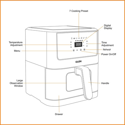 Glen Rapid Air Fryer Touch 6.0 Ltr