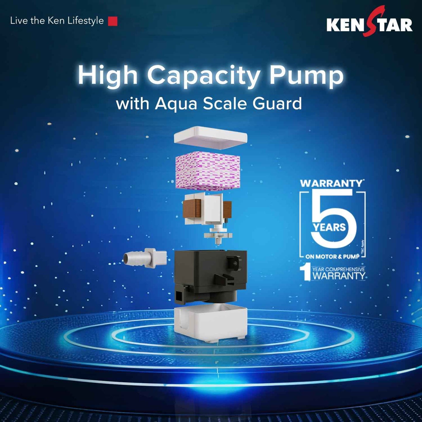 Kenstar MAHA KOOL HC 90 L Desert Air Cooler|Anti-Bacterial Honeycomb Pads|High-Speed Fan|Inverter Ready|50Ft Powerful Air Throw|1-Yr Product Warranty+5-Yr Warranty on Pump&Motor|5-Star BEE Rating|Grey