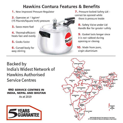 Hawkins 6.5 Litre Contura Pressure Cooker, Handi Inner Lid Cooker, Silver (HC65) Aluminium