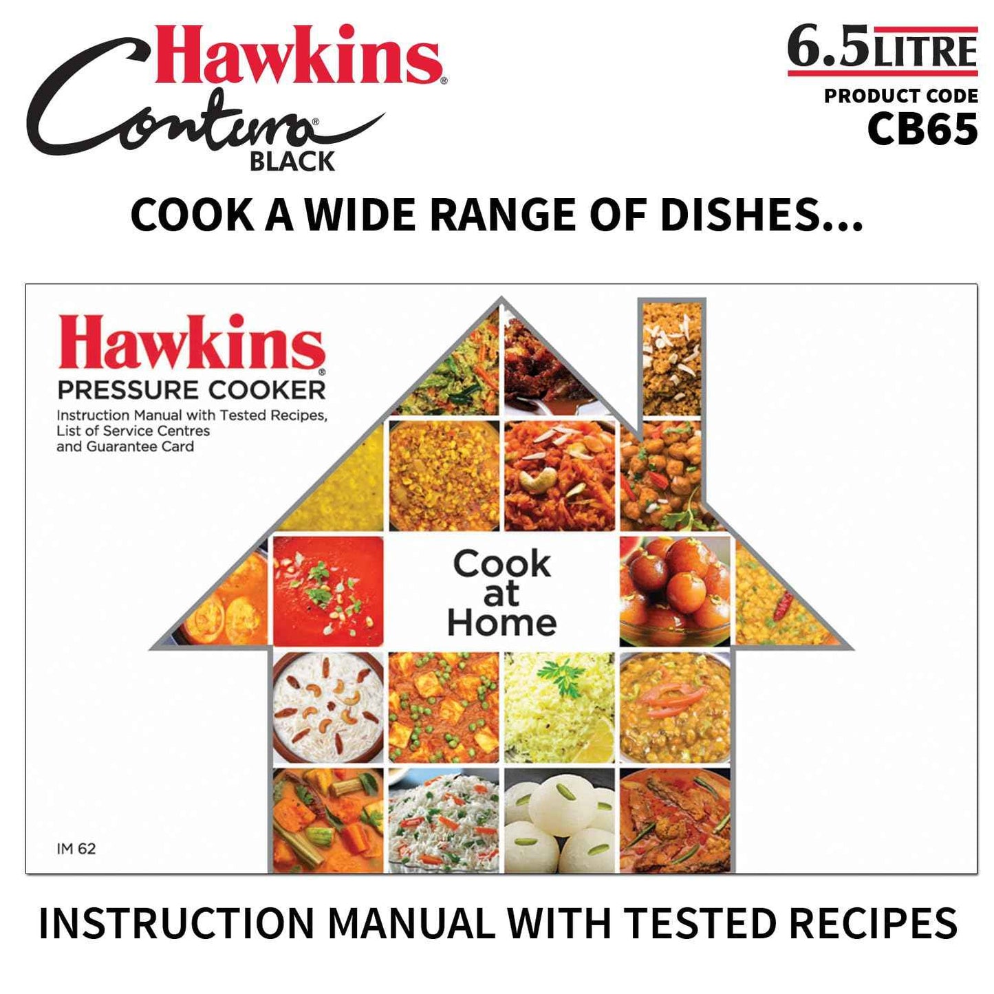 Hawkins 6.5 Litre Contura Black Pressure Cooker, Hard Anodised Inner Lid Cooker, Handi Cooker, Black (CB65) 6.5 Liter
