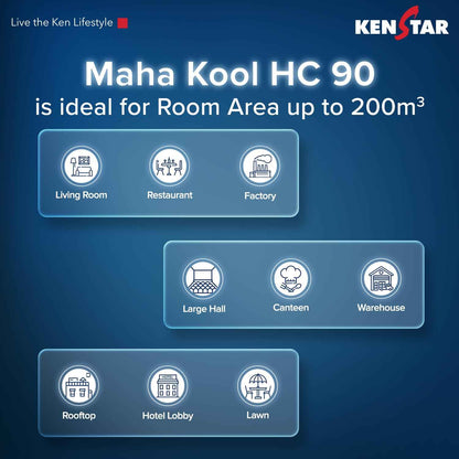 Kenstar MAHA KOOL HC 90 L Desert Air Cooler|Anti-Bacterial Honeycomb Pads|High-Speed Fan|Inverter Ready|50Ft Powerful Air Throw|1-Yr Product Warranty+5-Yr Warranty on Pump&Motor|5-Star BEE Rating|Grey
