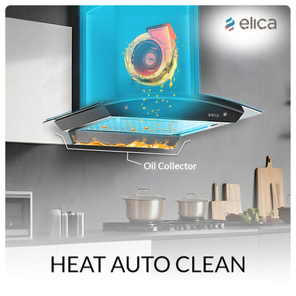 Elica 60cm 1500 m3/hr BLDC Filterless Autoclean Kitchen Chimney with 15 Years Motor & 5 Years Comprehensive Warranty | WDFL 600 BLDC HAC LTW MS NERO | Black | Touch + Motion Sensor Control Kitchen Etto