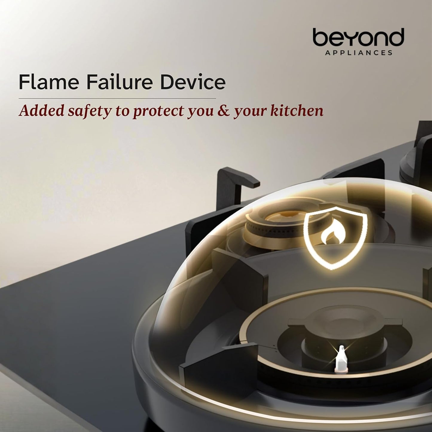 Beyond Appliances Zyra 4 Burner Smart Glass Hobtop Gas Stove | Auto Ignition | Digital Timer | Flame Failure Device | Toughened Glass | LPG & PNG Compatible HOB | PAN India Service Kitchen Etto