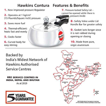 Hawkins Contura 2L Aluminium Inner Lid Pressure Cooker (Silver)