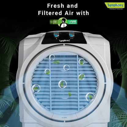 Symphony Sumo 75 XL Desert Air Cooler For Home with Honeycomb Pads, Powerful +Air Fan, i-Pure Console and Low Power Consumption (75L, White)
