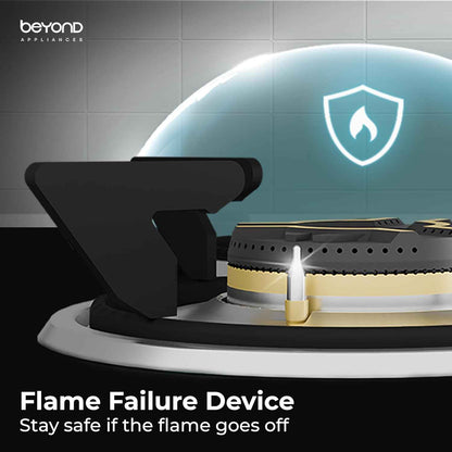 Beyond Appliances Auriga 4 Burner Smart Glass Gas Stove | Auto Ignition | Digital Timer | Flame Failure Device | Toughened Glass | ISI Certified | LPG & PNG Compatible Cooktop | PAN India Service