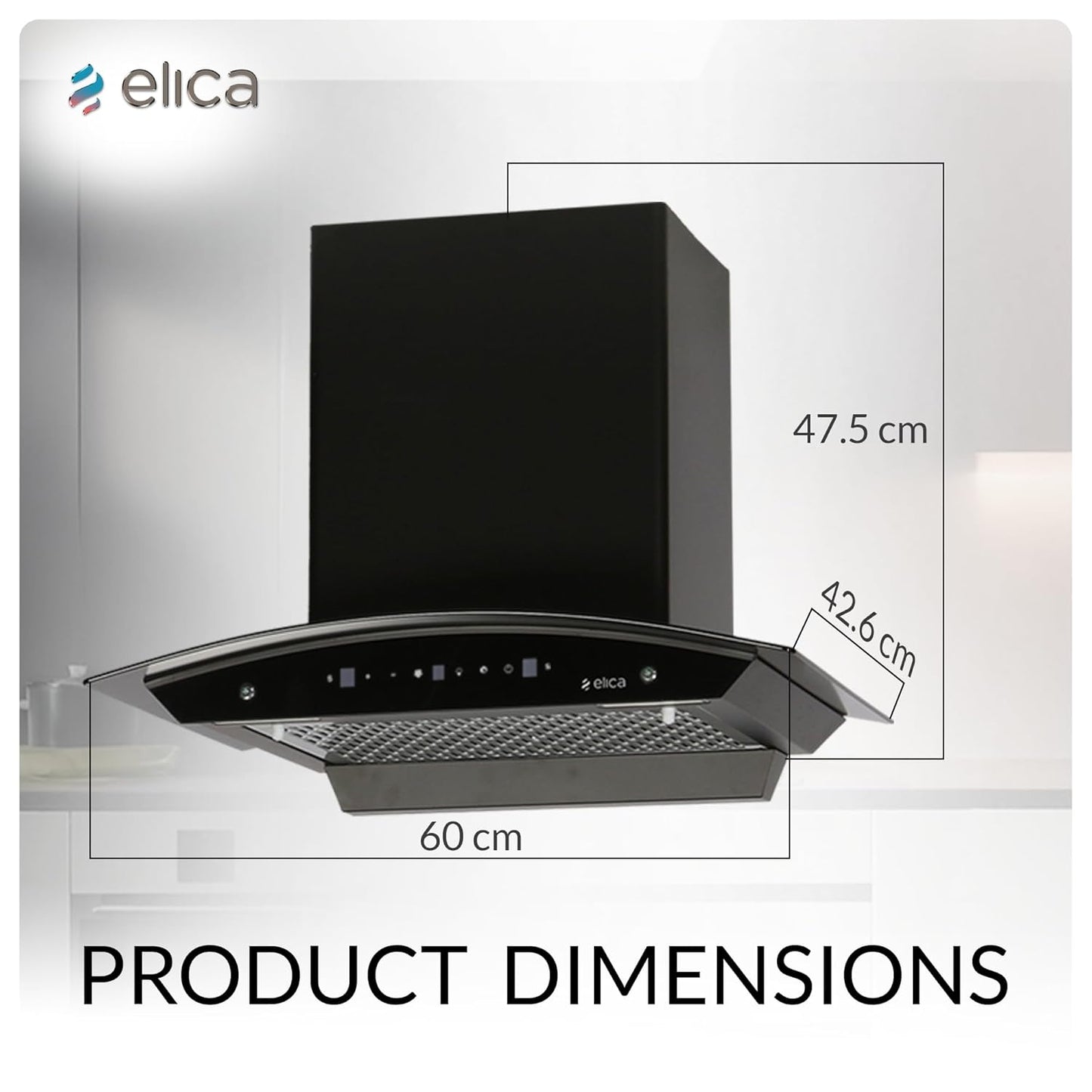 Elica 60cm 1500 m3/hr BLDC Filterless Autoclean Kitchen Chimney with 15 Years Motor & 5 Years Comprehensive Warranty | WDFL 600 BLDC HAC LTW MS NERO | Black | Touch + Motion Sensor Control Kitchen Etto