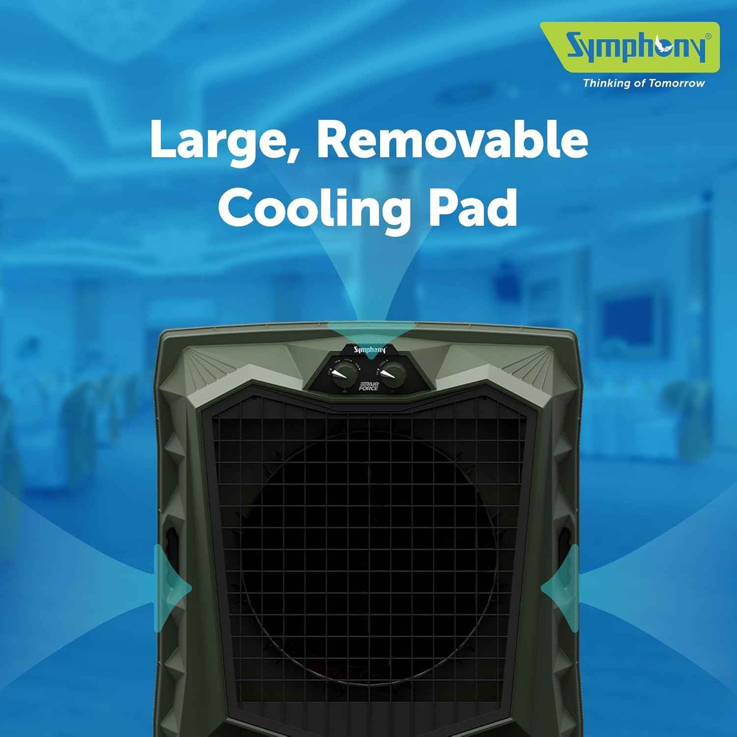 Symphony Air Force 120 Desert Air Cooler | Extra Powerful Air Throw | Robust, Weather resistant Body | Heavy Duty Air Cooler | 375W Energy-Efficient Cooling | Auto Louver | 1-Year Warranty