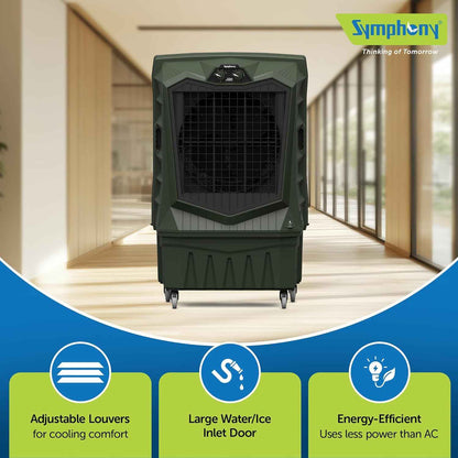 Symphony Air Force 120 Desert Air Cooler | Extra Powerful Air Throw | Robust, Weather resistant Body | Heavy Duty Air Cooler | 375W Energy-Efficient Cooling | Auto Louver | 1-Year Warranty