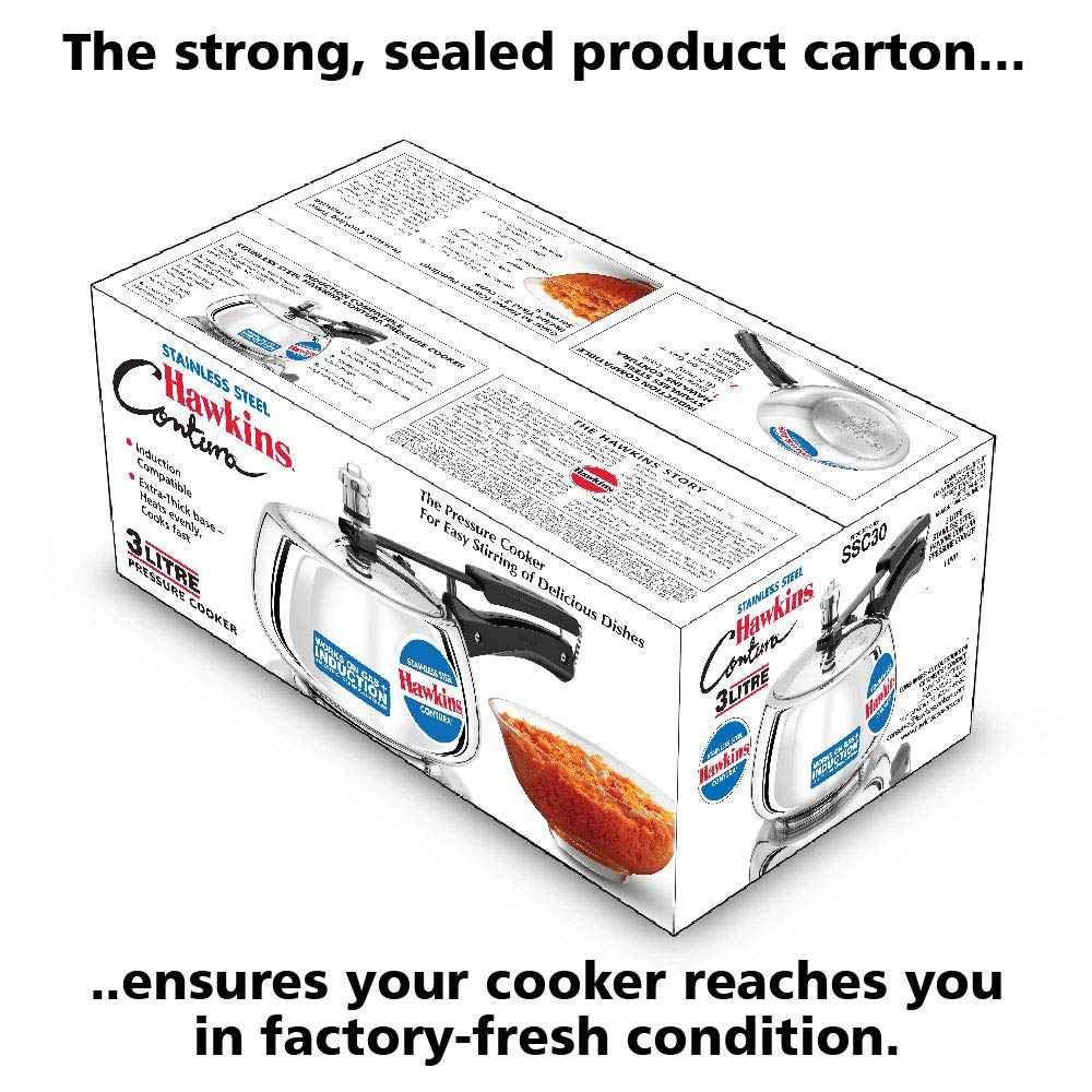 Hawkins Stainless Steel Contura 3 Litre Inner Lid Pressure Cooker Induction Compatible