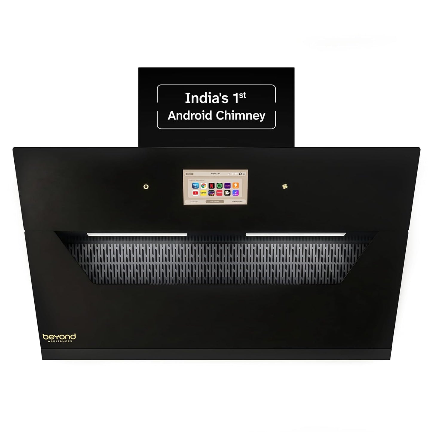 Beyond Appliances Eris 90cm Auto Clean Slant Kitchen Chimney | 1500 CMH Suction | Filterless | Smart Touchscreen Display | Touch Control | Black | PAN INDIA SERVICE| BA-SL-ER-AD-90-CH-001 Kitchen Etto