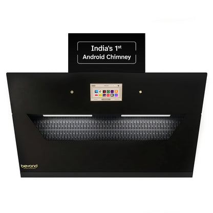 Beyond Appliances Eris 90cm Auto Clean Slant Kitchen Chimney | 1500 CMH Suction | Filterless | Smart Touchscreen Display | Touch Control | Black | PAN INDIA SERVICE| BA-SL-ER-AD-90-CH-001 Kitchen Etto