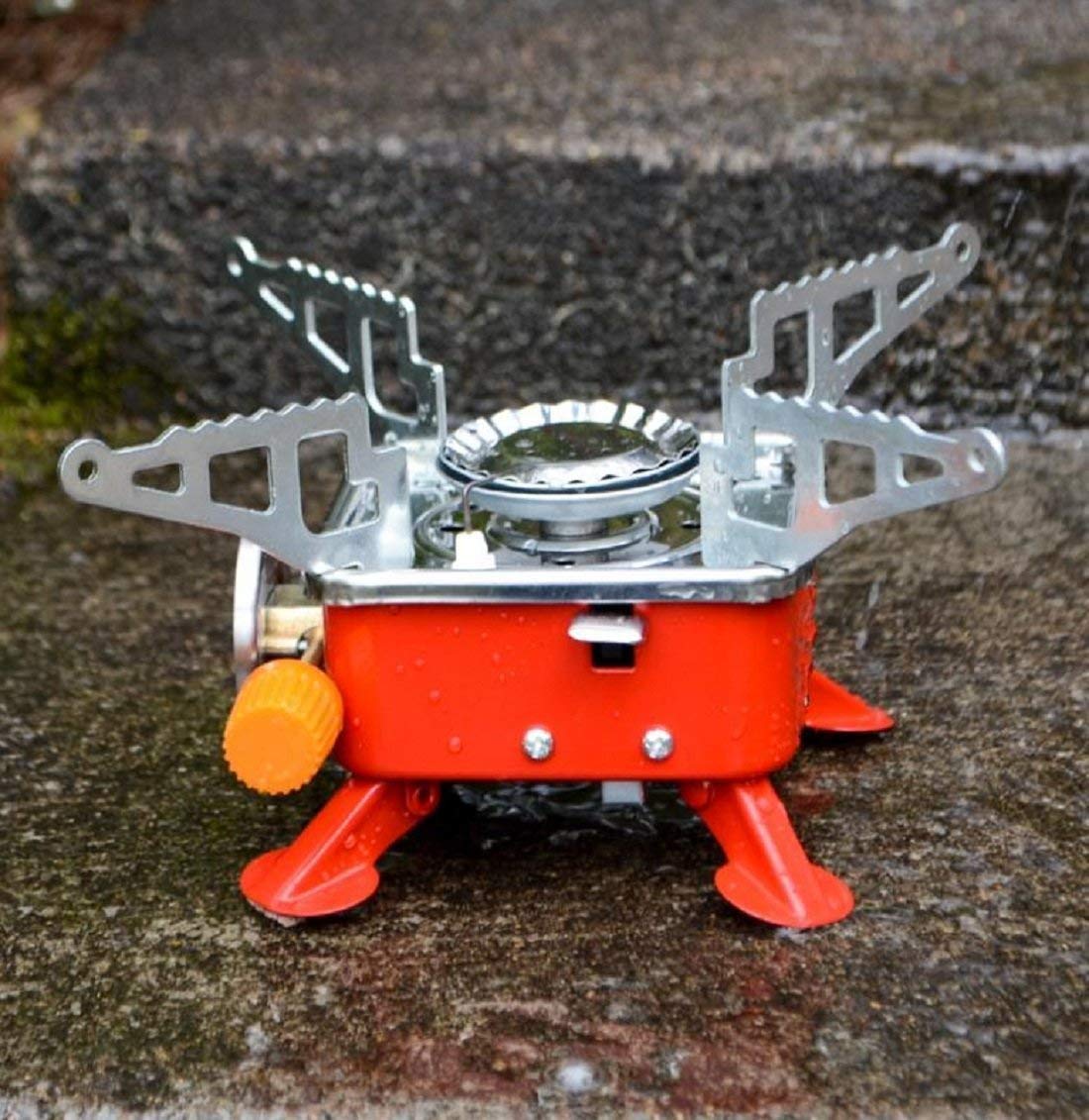 Portable Camping Gas Stove with Butane Gas Canister | Foldable Mini Outdoor Gas Burner with Adjustable Flame Control for Camping, Trekking, Hiking & Travel Cooking(Gas stove+1 Refill Butane)