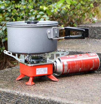 Portable Camping Gas Stove with Butane Gas Canister | Foldable Mini Outdoor Gas Burner with Adjustable Flame Control for Camping, Trekking, Hiking & Travel Cooking(Gas stove+1 Refill Butane)