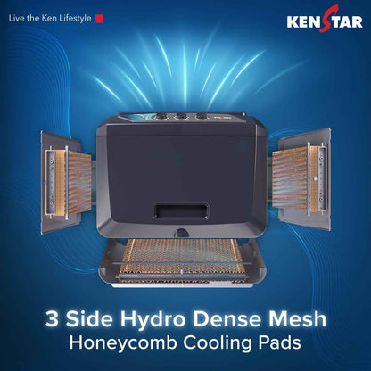 Kenstar MAHA KOOL HC 90 L Desert Air Cooler|Anti-Bacterial Honeycomb Pads|High-Speed Fan|Inverter Ready|50Ft Powerful Air Throw|1-Yr Product Warranty+5-Yr Warranty on Pump&Motor|5-Star BEE Rating|Grey