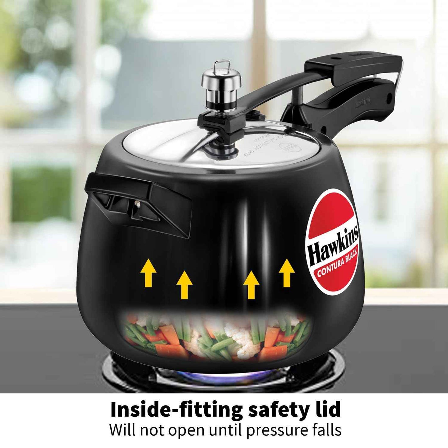Hawkins 4 Litre Contura Black Pressure Cooker, Hard Anodised Inner Lid Cooker, Handi Cooker, Black (Cb40), 4 Liter
