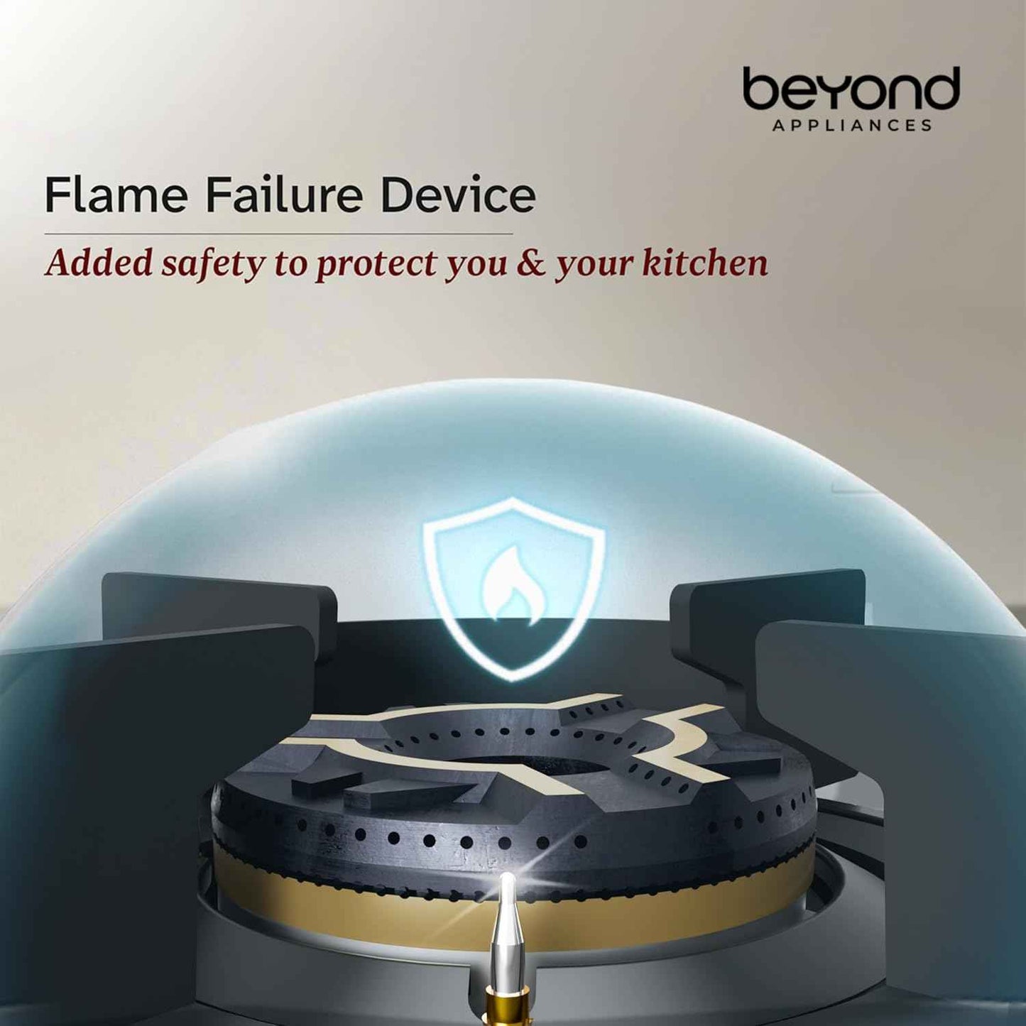 Beyond Appliances Solaria Premium 4 Burner Smart Gas Stove | Auto Ignition | Digital Timer | Flame Failure Device | Toughened Glass | ISI Certified | LPG & PNG Compatible Cooktop | PAN India Service