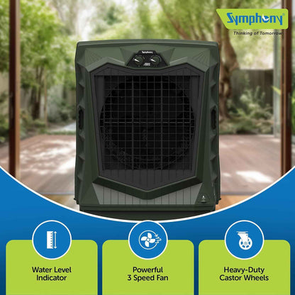Symphony Air Force 120 Desert Air Cooler | Extra Powerful Air Throw | Robust, Weather resistant Body | Heavy Duty Air Cooler | 375W Energy-Efficient Cooling | Auto Louver | 1-Year Warranty