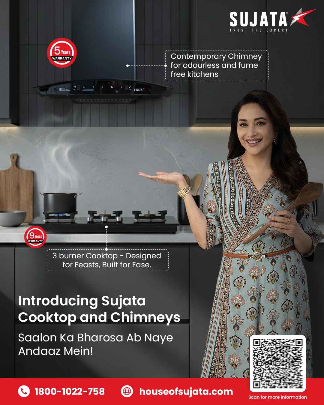 Sujata 3 Burner Gas Stove Glass Top | 9 Years Warranty | Premium Gas Stove with Jumbo Brass Burners | SABAF Technology | ISI Certified | LPG & PNG Compatible | Manual (Black)