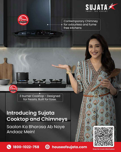 Sujata 3 Burner Gas Stove Glass Top | 9 Years Warranty | Premium Gas Stove with Jumbo Brass Burners | SABAF Technology | ISI Certified | LPG & PNG Compatible | Manual (Black)
