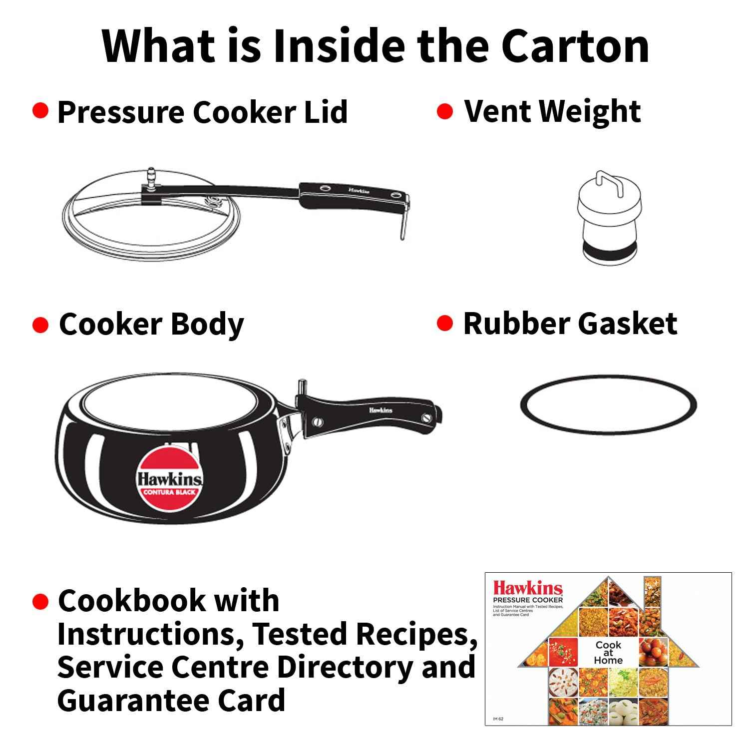 Hawkins 3.5 Litre Contura Black Pressure Cooker, Hard Anodised Inner Lid Cooker, Handi Cooker, Black (CB35)