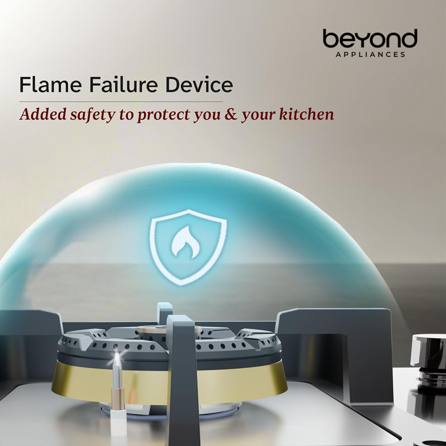 Beyond Appliances Dorado 4 Burner Smart Glass Hobtop Gas Stove | Auto Ignition | Digital Timer | Flame Failure Device | Toughened Glass | LPG & PNG Compatible Kitchen Etto