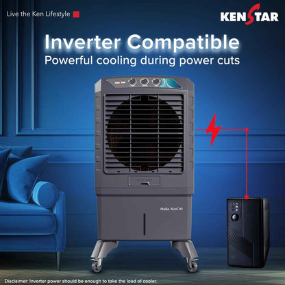 Kenstar MAHA KOOL HC 90 L Desert Air Cooler|Anti-Bacterial Honeycomb Pads|High-Speed Fan|Inverter Ready|50Ft Powerful Air Throw|1-Yr Product Warranty+5-Yr Warranty on Pump&Motor|5-Star BEE Rating|Grey