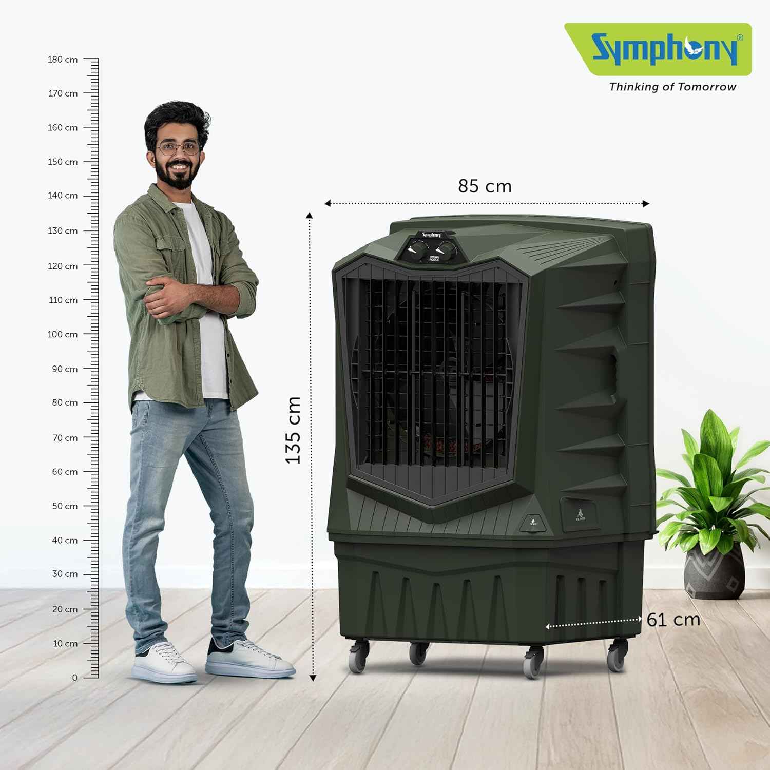 Symphony Air Force 120 Desert Air Cooler | Extra Powerful Air Throw | Robust, Weather resistant Body | Heavy Duty Air Cooler | 375W Energy-Efficient Cooling | Auto Louver | 1-Year Warranty