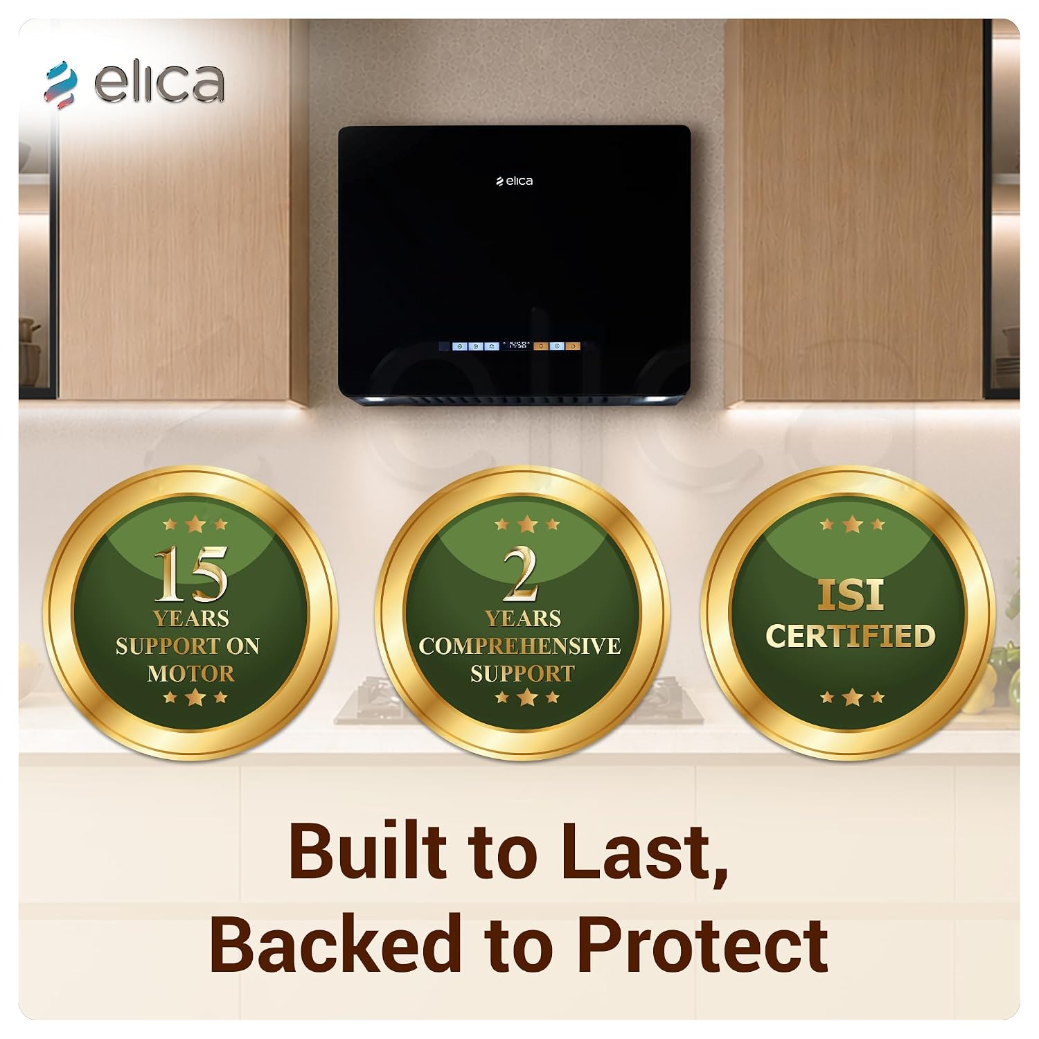 Elica Kitty Plug N Play 60cm 1250 m3/hr Ductless Autoclean Kitchen Chimney | Baffle + Air Recycle Filter | 15 Year Motor + 5 Yr Filter Warranty| 3-way Suction| 48db| RPM Display| Touch + Motion Sensor Kitchen Etto