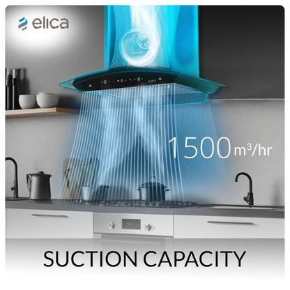 Elica 60cm 1500 m3/hr BLDC Filterless Autoclean Kitchen Chimney with 15 Years Motor & 5 Years Comprehensive Warranty | WDFL 600 BLDC HAC LTW MS NERO | Black | Touch + Motion Sensor Control Kitchen Etto