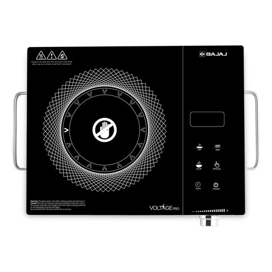Bajaj IRX 220F Infrared Induction Cooktop | 2200 Watts | 11 Power Level | 3 Preset Menu | Feather Touch Controls | Digital display | 1 Year Warranty 【Black/Silver】