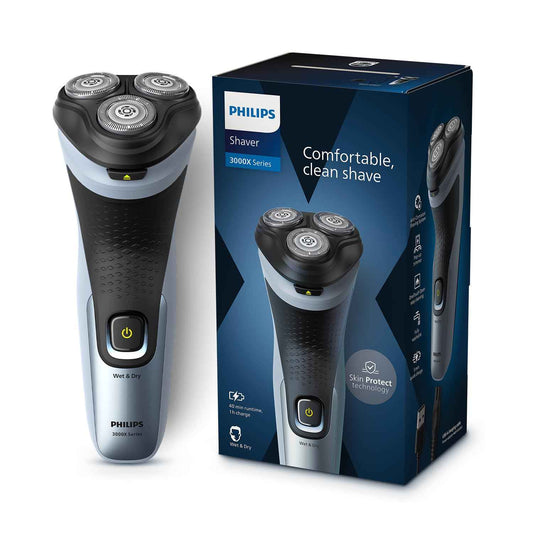 Philips Electric Shaver For Men, Skinprotect Technology, Wet And Dry Shave, 3D Floating Heads, 27 Self Sharpening Blades, Pop-Up Trimmer, Cordless, Waterproof X3063/03 (New Model), Blue