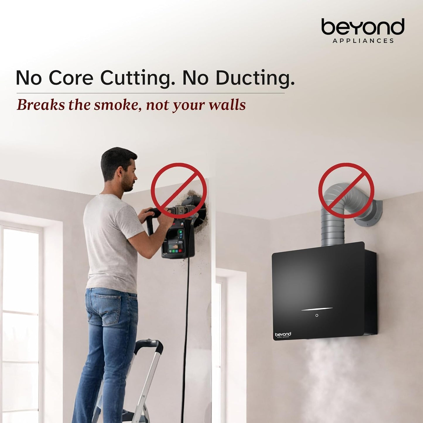 Beyond Appliances Cube Pro Plug N Play Ductless Kitchen Chimney | 1400 CMH | Auto Clean | 5-Stage Charcoal Activated Filter | Touch Control | 3-way Suction | 48dB Low Noise | Black | PAN INDIA SERVICE Kitchen Etto