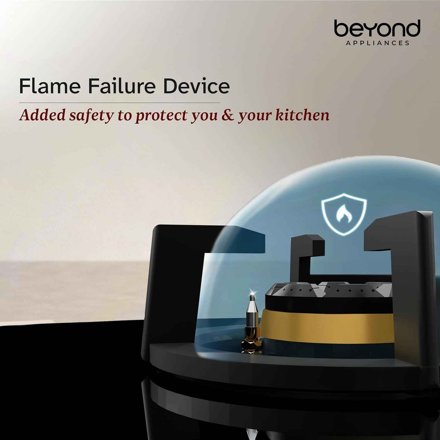 Beyond Appliances Altair Premium 4 Burner Smart Glass Hobtop Gas Stove | Auto Ignition | Digital Timer | Flame Failure Device | Jumbo Burner | Toughened Glass | LPG & PNG Compatible