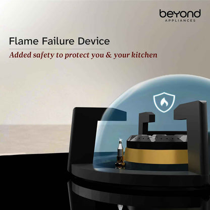 Beyond Appliances Altair Premium 4 Burner Smart Glass Hobtop Gas Stove | Auto Ignition | Digital Timer | Flame Failure Device | Jumbo Burner | Toughened Glass | LPG & PNG Compatible