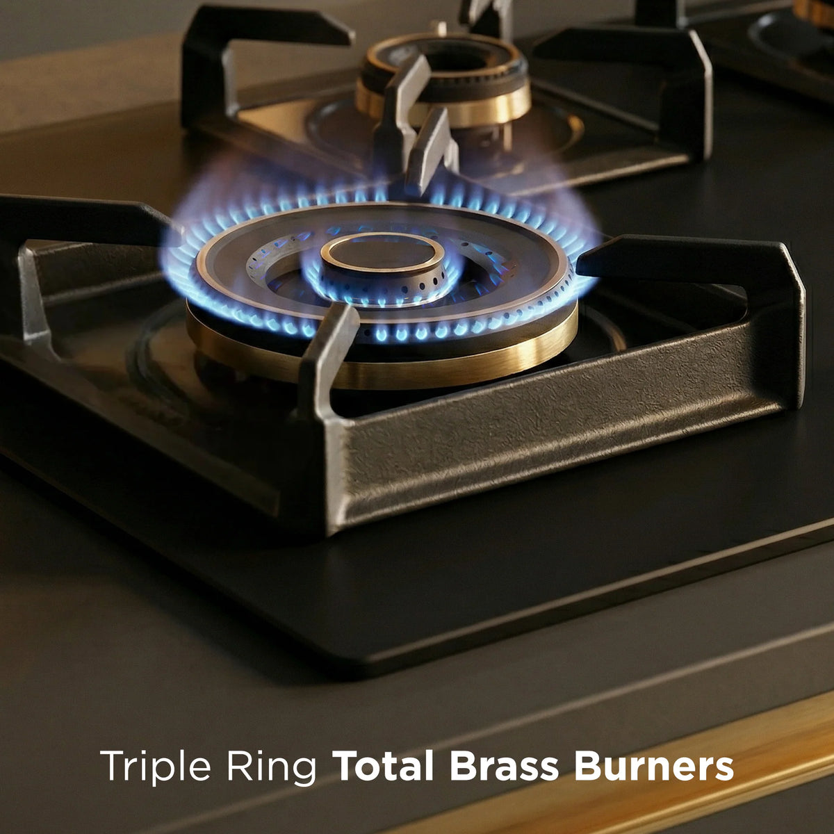 Glen 4 Burner DFVS Matt Glass Hob with 2 Triple Ring Total Brass Burners Auto Ignition – BH1074DFTHT2TRMG
