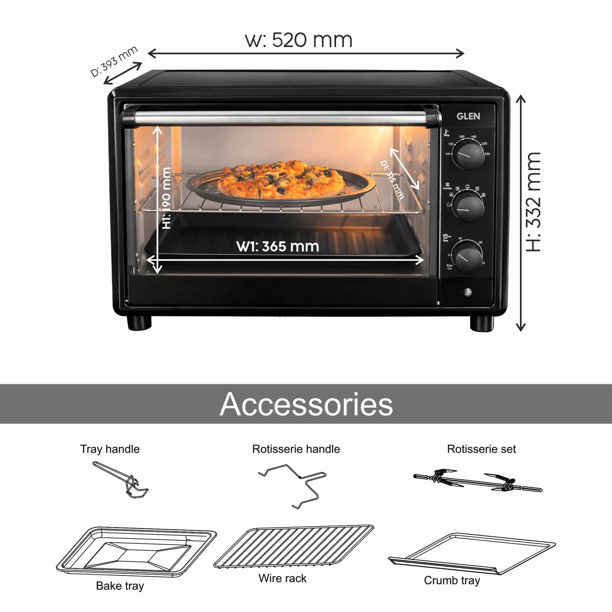 Glen Oven Toaster Grill 3500 MR Turbo
