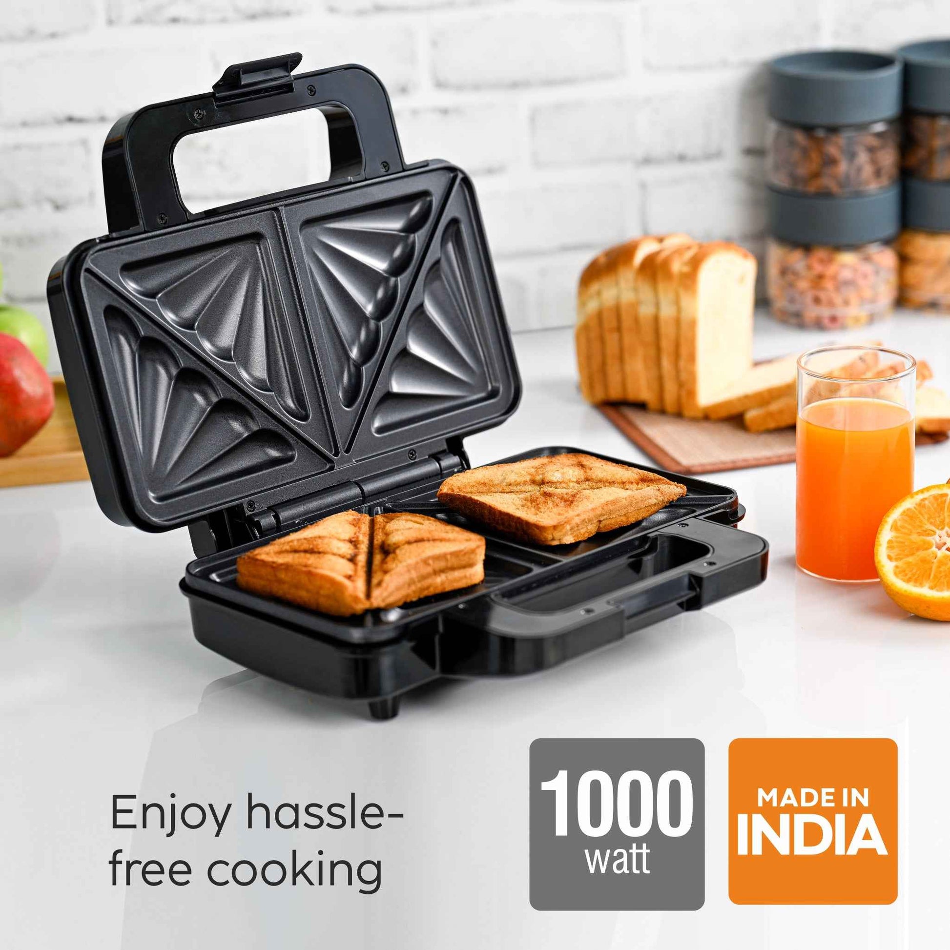 Electric Jumbo Sandwich Maker with Non-Stick Coating Plates, 1000W - (SA3025JSM)