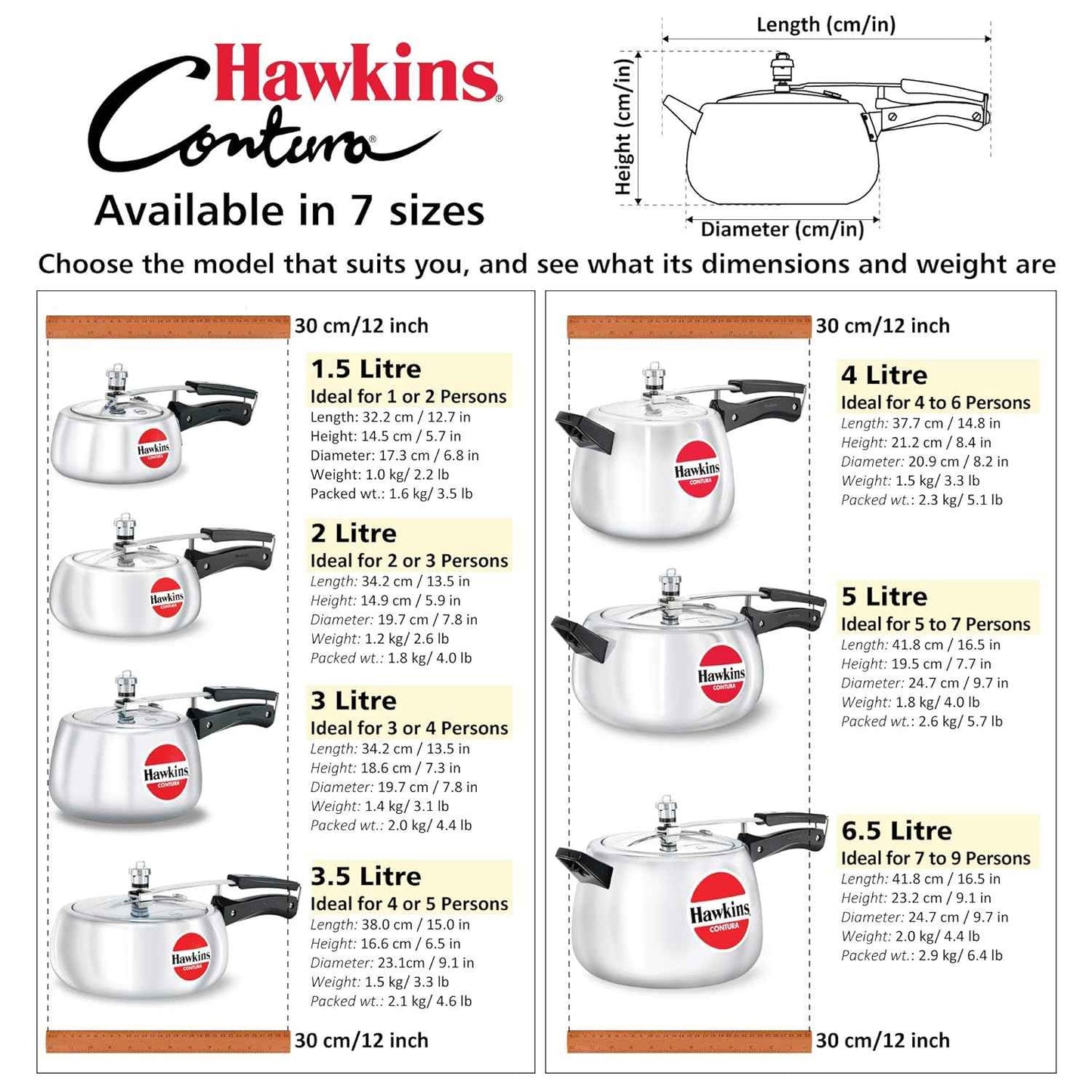 Hawkins Contura 2L Aluminium Inner Lid Pressure Cooker (Silver)
