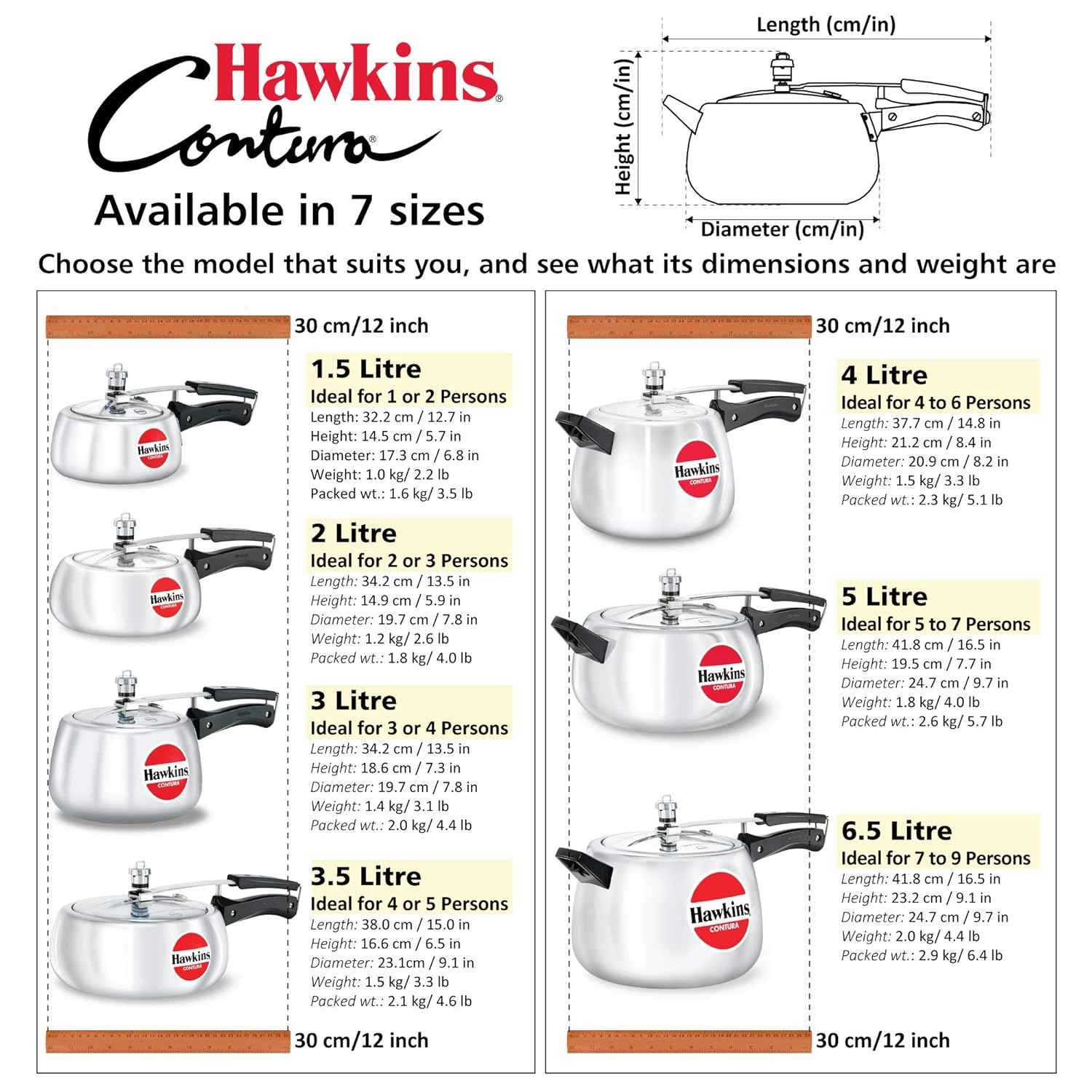 Hawkins Contura 2L Aluminium Inner Lid Pressure Cooker (Silver)