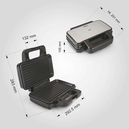 Electric Jumbo Multi Snack Maker with 3 sets of Sandwich, Grill & Waffle Non-Stick Plates, 1000W - (SA3023JMSM)
